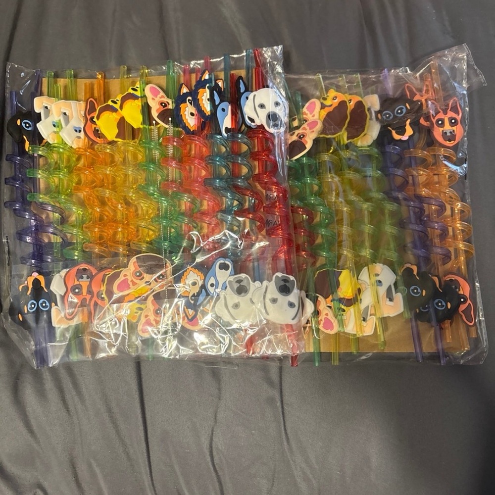 Colorful Animal-Themed Spiral Straws